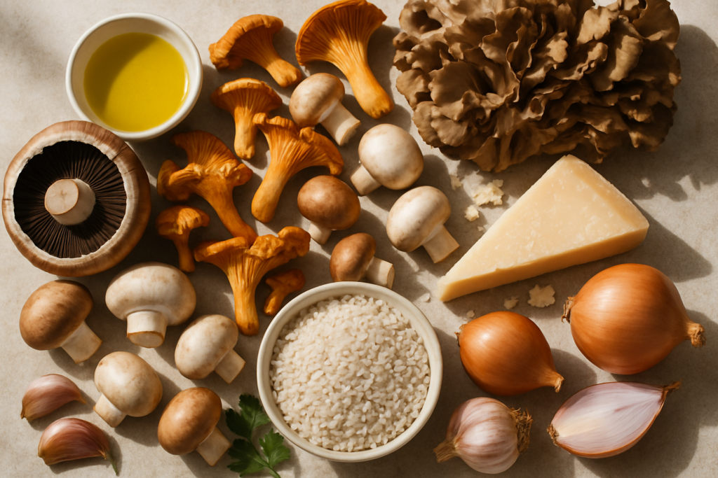 Ingrédients pour Risotto aux champignons de saison et parmesan d'automne