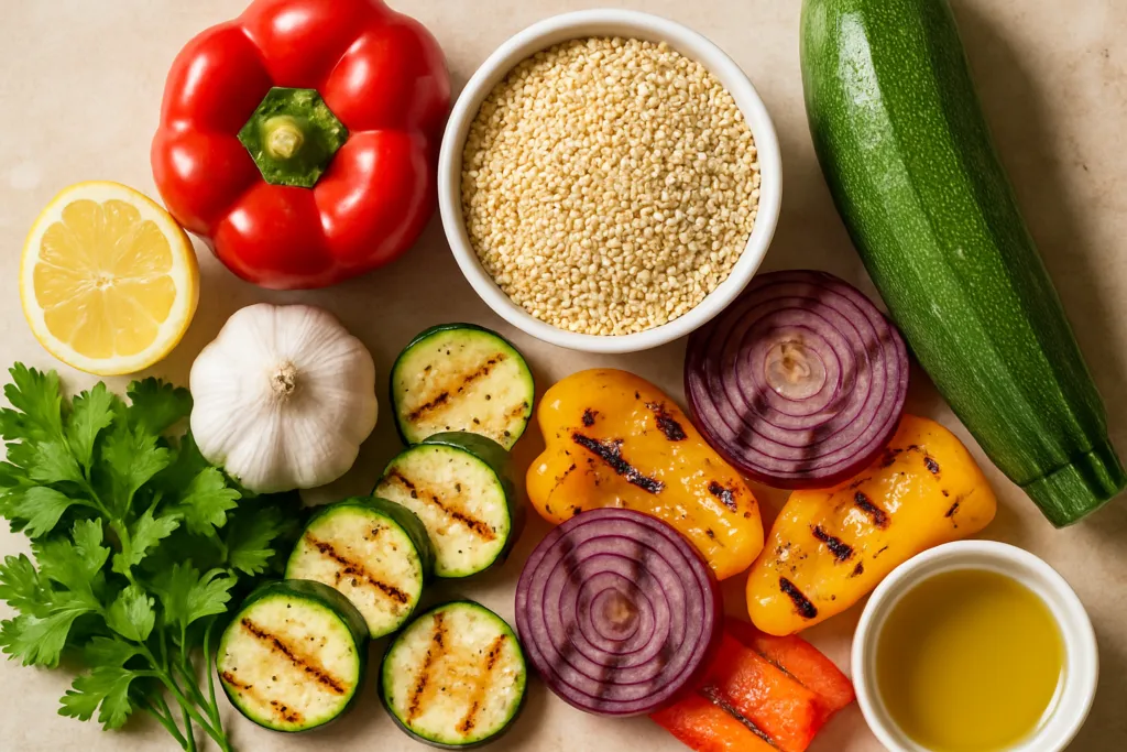 Ingrédients pour Risotto de Quinoa aux Légumes Grillés Sans Gluten Facile