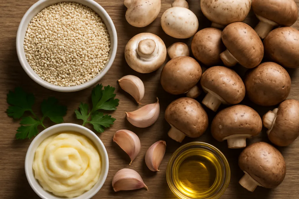 Ingrédients pour Risotto de quinoa aux champignons sans lait ultra crémeux