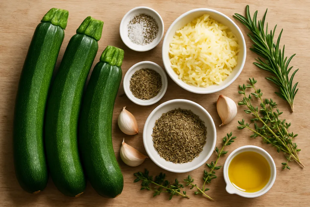 Ingrédients pour Gratin de courgettes aux herbes de Provence sans œuf, ma recette familiale