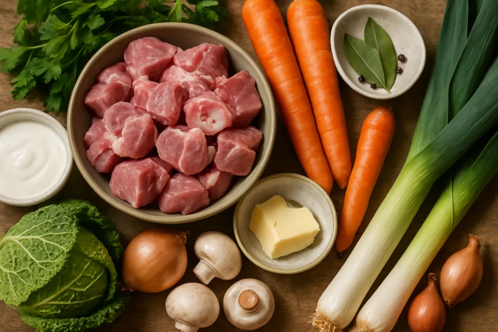 Ingrédients pour Ma blanquette de veau à l'ancienne, réconfort d'hiver lyonnais