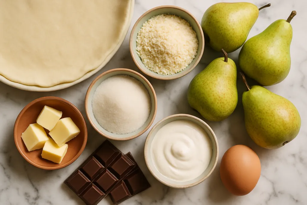 Ingrédients pour Ma tarte aux poires et chocolat façon grand-mère lyonnaise revisitée