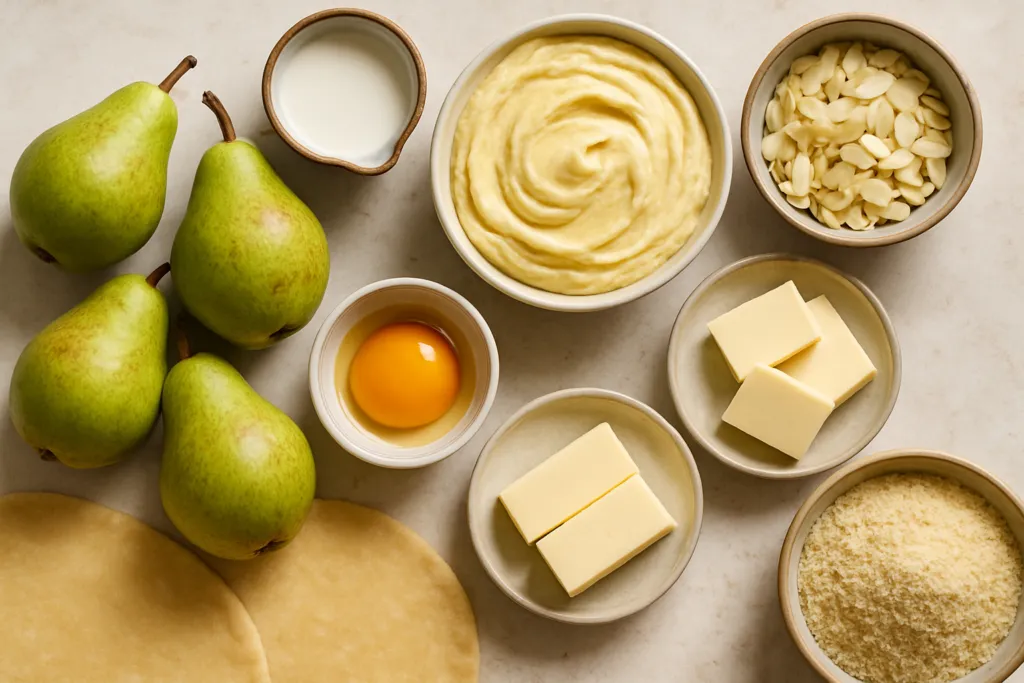 Ingrédients pour Tarte aux poires et crème d'amande de ma grand-mère lyonnaise