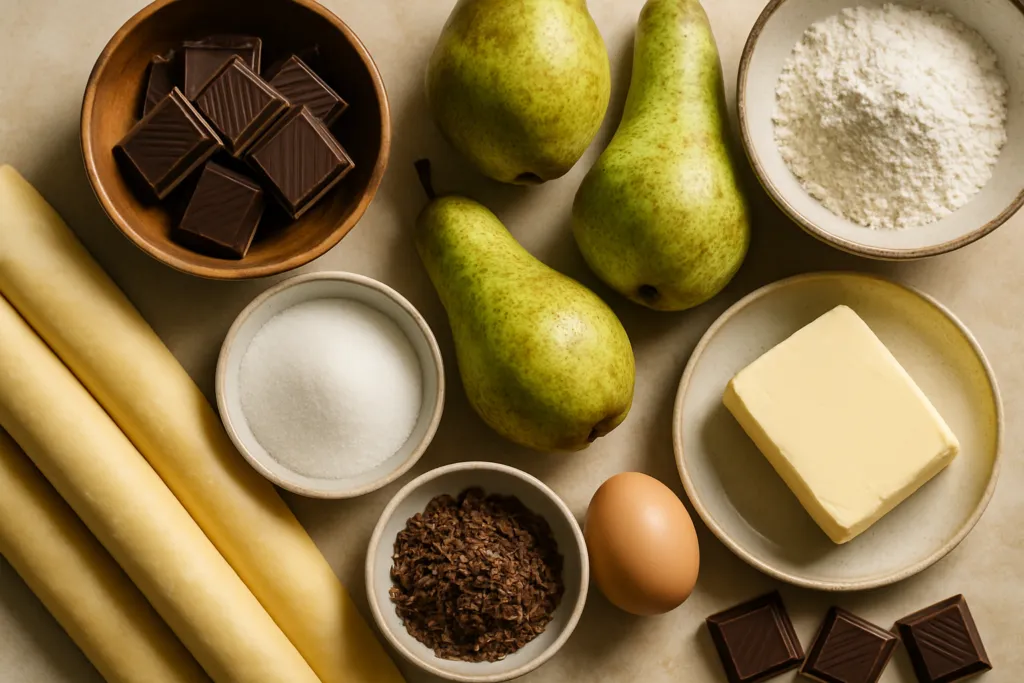 Ingrédients pour Ma tarte aux poires et chocolat comme à Lyon