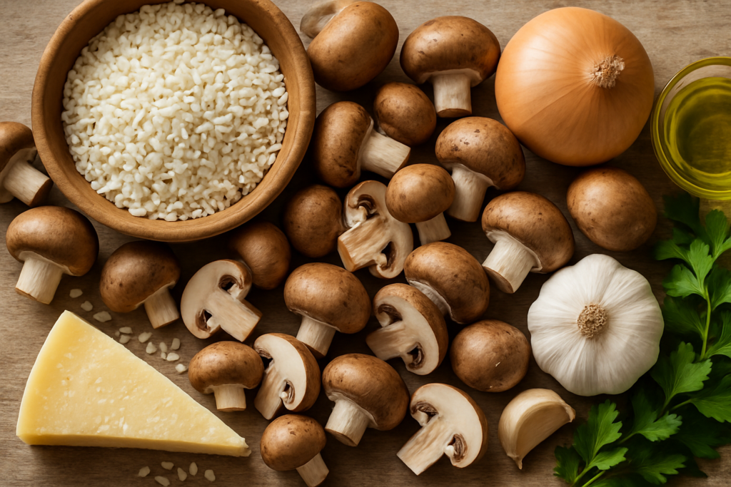 Ingrédients pour Risotto crémeux aux champignons sans une goutte de lait
