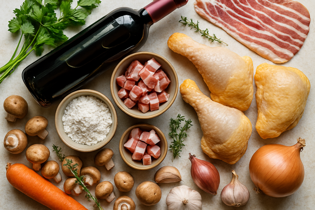 Ingrédients pour Coq au Vin de Lyon : Ma Version Authentique et Généreuse