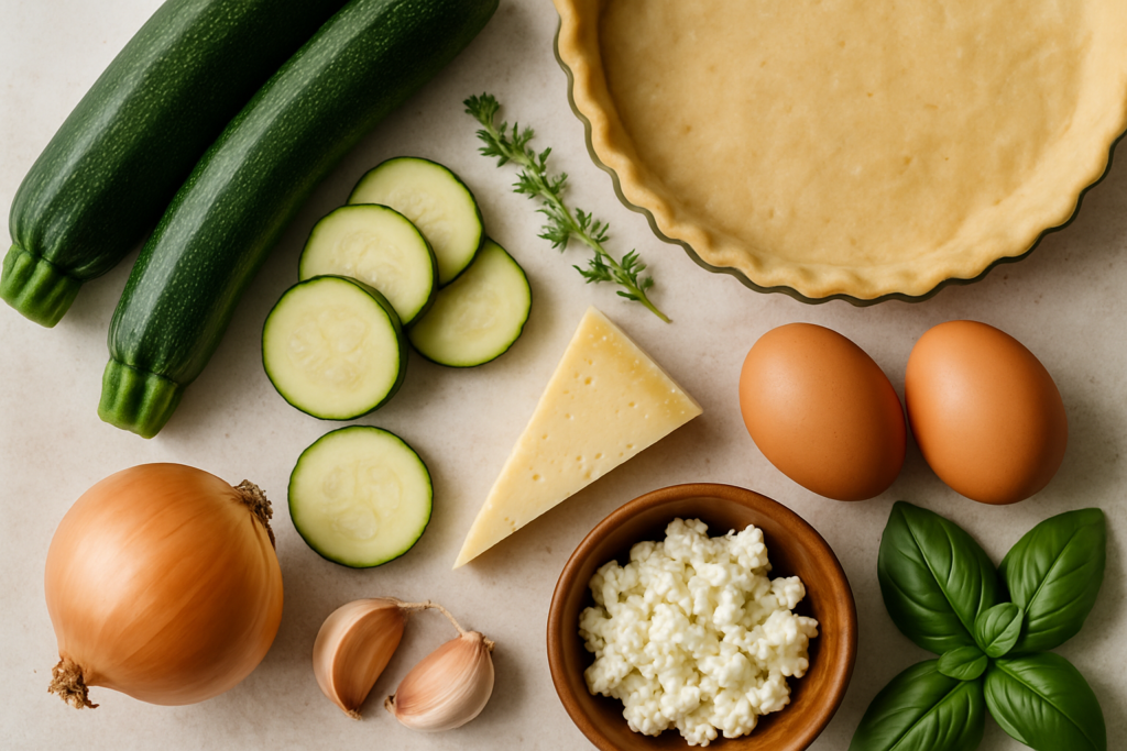 Ingrédients pour Ma tarte aux courgettes lyonnaise façon grand-mère végétarienne revisitée