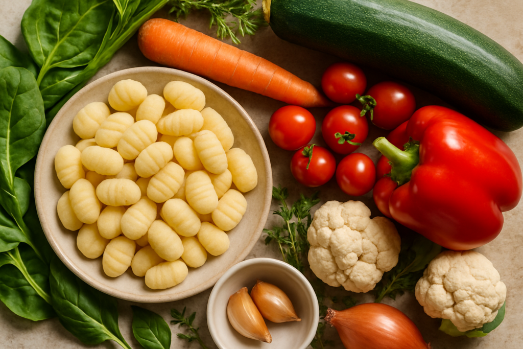 Ingrédients pour Poêlée de gnocchis aux légumes de saison façon Marcel