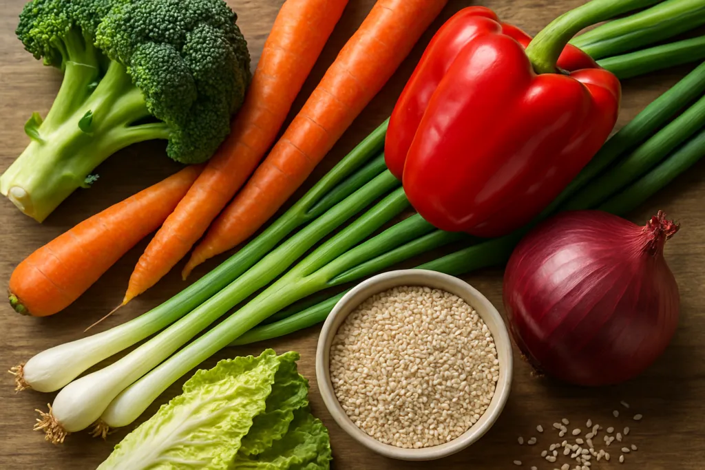 Ingrédients pour Poêlée de légumes croquants au sésame, ma version express lyonnaise