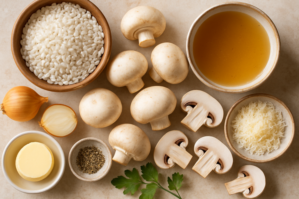 Ingrédients pour Risotto express aux champignons de Paris - Ma version lyonnaise