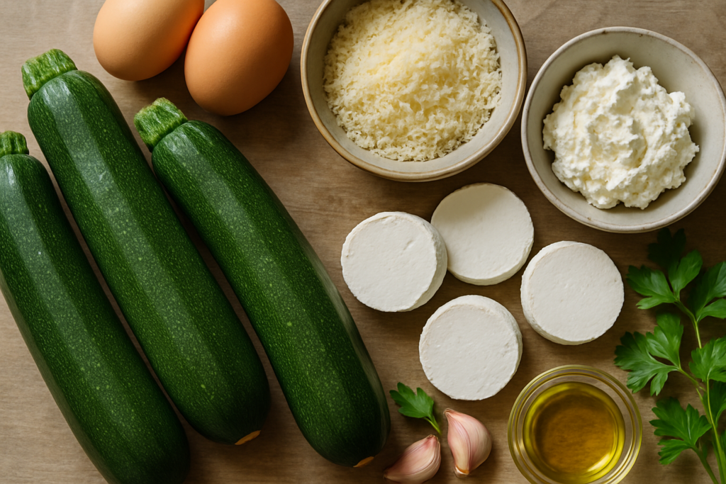 Ingrédients pour Gratin de courgettes au chèvre frais de ma grand-mère lyonnaise