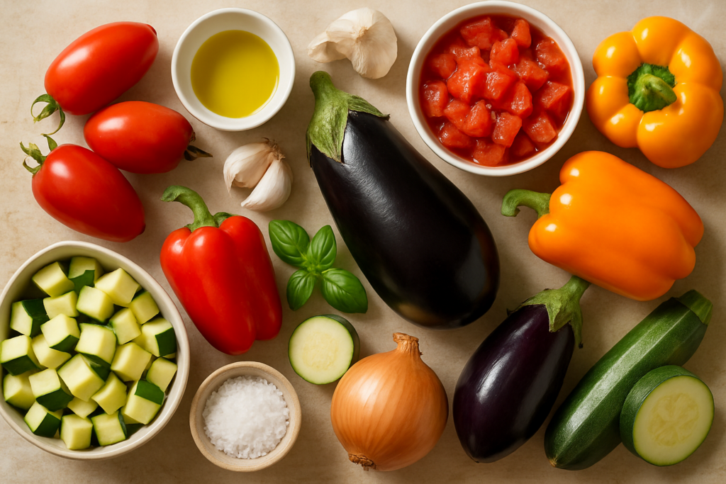 Ingrédients pour Ma Ratatouille Provençale de Grand-Mère Marie Revisitée et Allégée