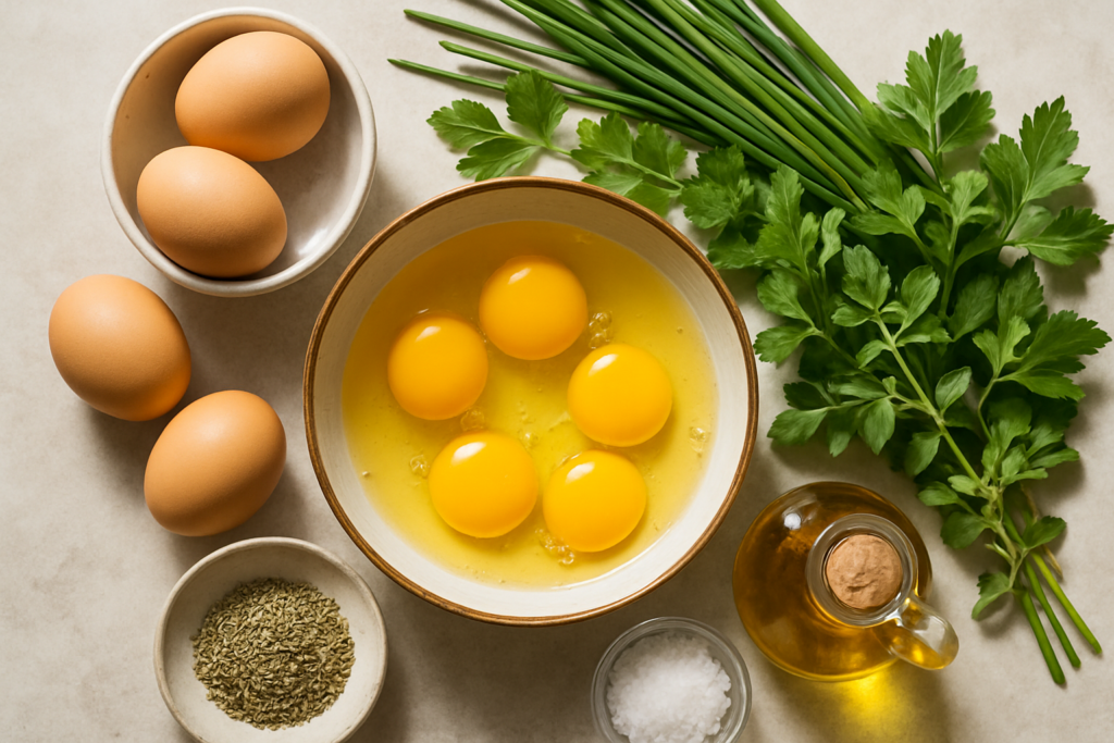 Ingrédients pour Omelette aux herbes de Provence express et moelleuse