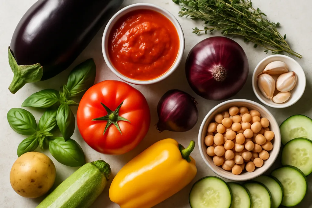 Ingrédients pour Ratatouille niçoise revisitée : ma version végane parfaite