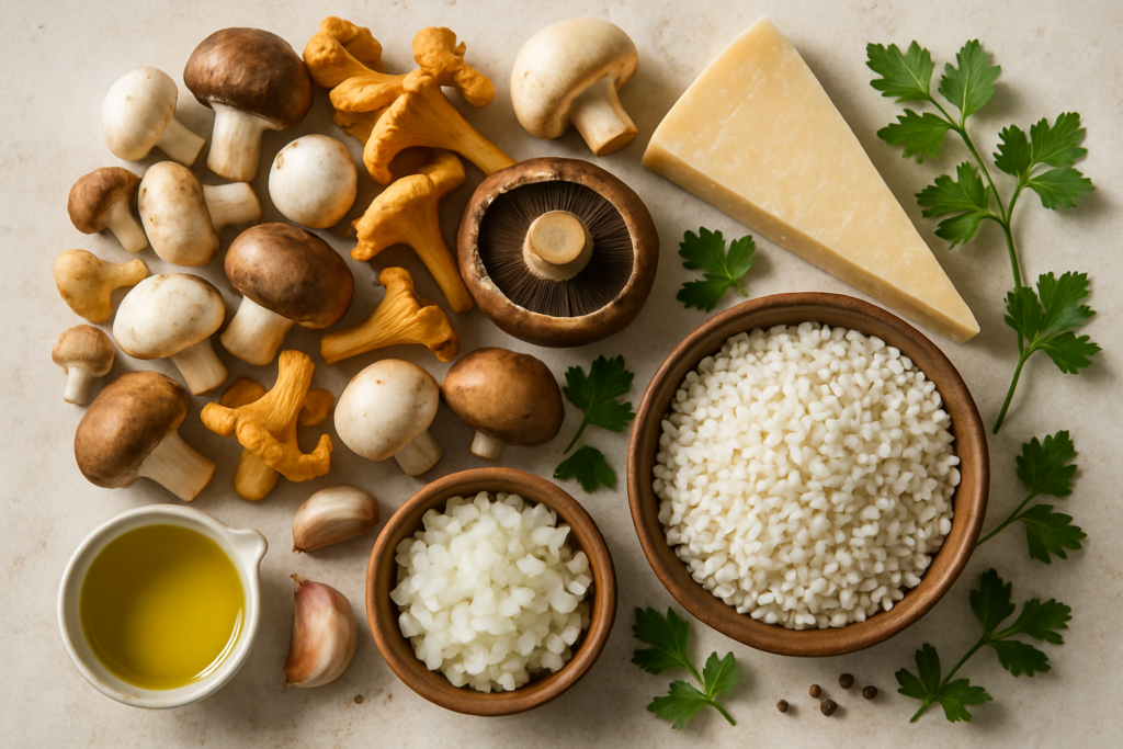 Ingrédients pour Risotto aux champignons de saison express de Marcel