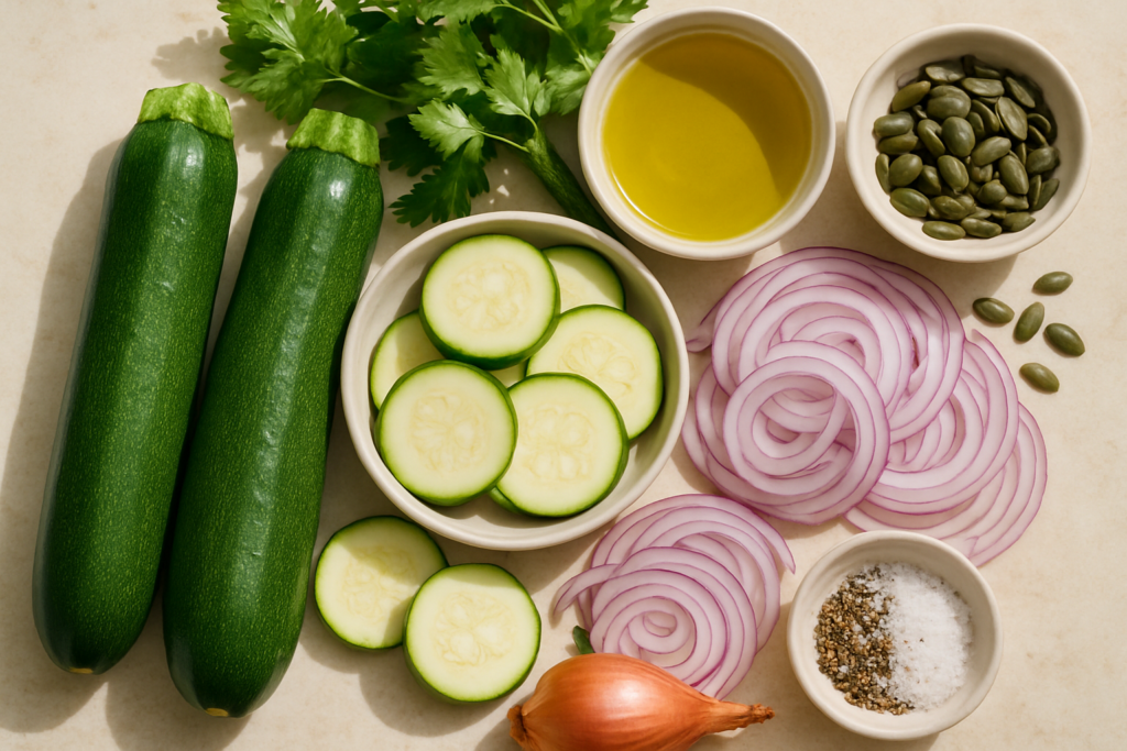 Ingrédients pour Salade de courgettes crues à la lyonnaise, mon secret d'été