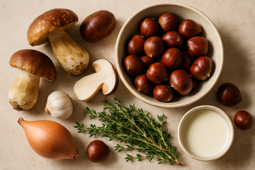 Ingrédients pour Velouté de châtaignes aux cèpes, ma recette d'automne lyonnaise