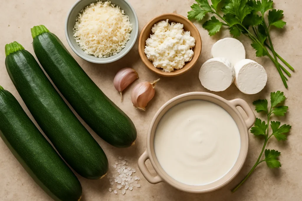 Ingrédients pour Gratin de courgettes au chèvre frais : ma version lyonnaise réconfortante