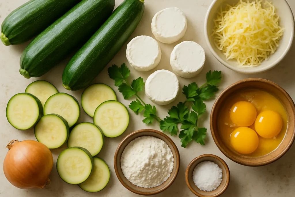 Ingrédients pour Gratin de courgettes au fromage de chèvre comme à Lyon
