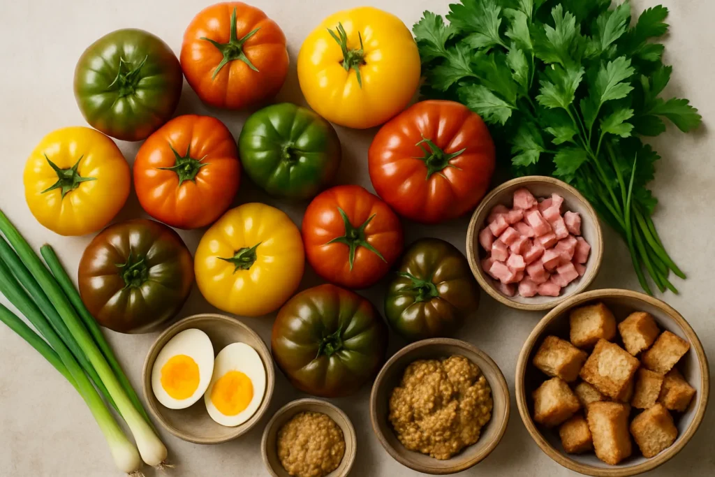 Ingrédients pour Ma salade de tomates anciennes façon grand-mère lyonnaise revisitée
