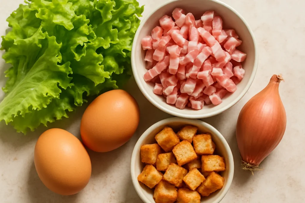 Ingrédients pour Ma salade lyonnaise express aux lardons, l'astuce du dimanche soir