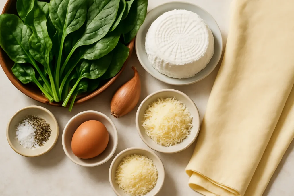 Ingrédients pour Ma tarte aux épinards et ricotta façon lyonnaise - Un délice végétarien