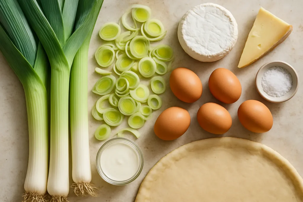 Ingrédients pour Ma tarte aux poireaux et chèvre façon lyonnaise authentique