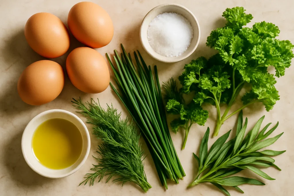 Ingrédients pour Omelette aux fines herbes express de ma grand-mère lyonnaise