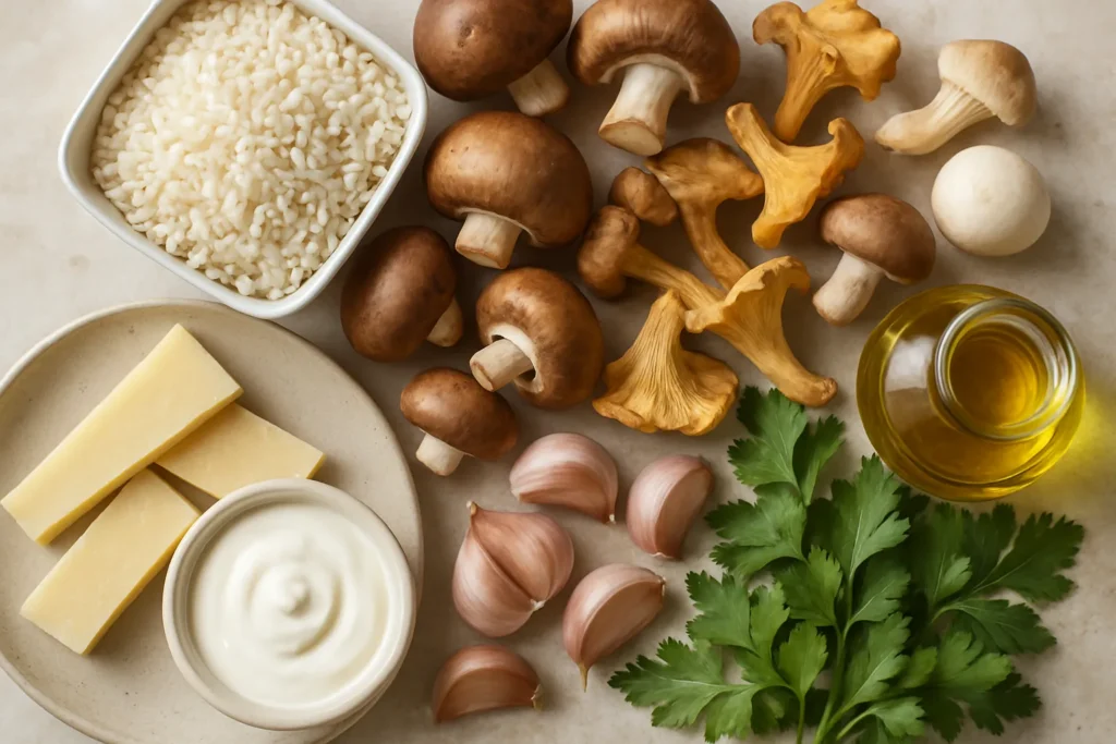 Ingrédients pour Risotto crémeux aux champignons de saison, ma version express