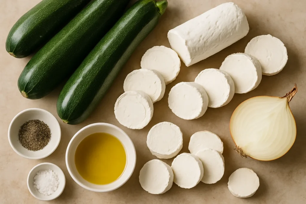 Ingrédients pour Gratin de courgettes au fromage de chèvre façon lyonnaise