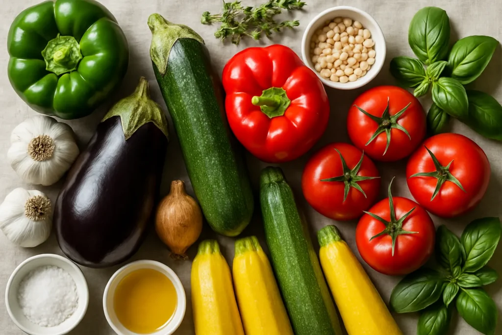 Ingrédients pour Ratatouille Niçoise Vegan : Mon Secret de Chef pour Sublimer les Légumes