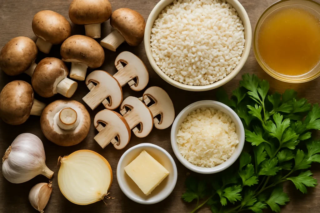 Ingrédients pour Risotto aux champignons express : ma technique du chef pressé